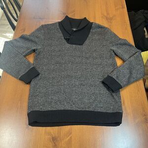 Zara Man Sweater Mens 2XL Shawl Collar Pullover Herringbone Knit‎ Casual